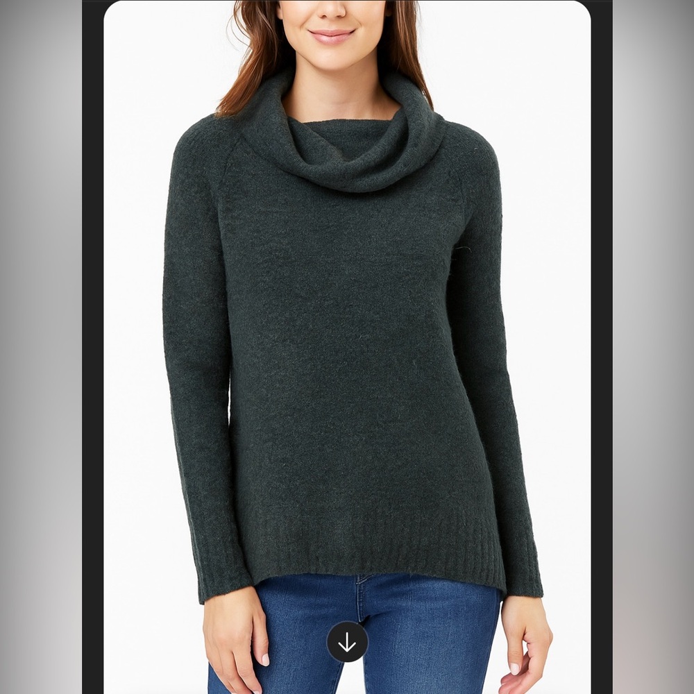 RD Style Roll Neck Ribbed Cuff Knitted Jumper Sweater Women Large Green